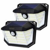 Solar Outdoor Lights 230 LED with Motion Sensor and 3 Modes IP65 Waterproof 270 Degree Wide Angle Light Wall Lights for Patio Garden,Fence(2 Pack)