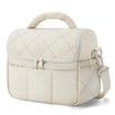Insulated Lunch Bags for Women, Cute Quilted Lunch Box, Lightweight Puffy Padded Waterproof Lunch Tote for Work Picnic Travel, 23 x 15 x 20 cm, White