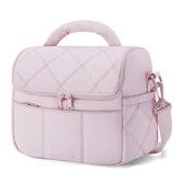 Insulated Lunch Bags for Women, Cute Quilted Lunch Box, Lightweight Puffy Padded Waterproof Lunch Tote for Work Picnic Travel, 23 x 15 x 20 cm, Pink