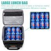 Insulated Lunch Bag for Women Men, Reusable Lunch Box for Office Work School Picnic Beach for Kids Men Women, 31 x 19 x 23 cm, Black