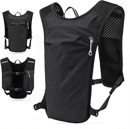 Lightweight Backpack Running Backpack for Men and Women, 6L Breathable Bike Rucksack for Cycling Hiking Outdoor Sports and Travel, Black