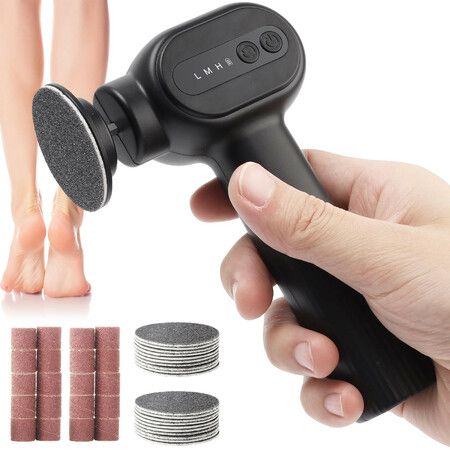 Electric Callus Remover for Feet,2 in 1 Electric Foot File Grinder,Rechargeable Cordless Foot Scrubber,Adjustable Speed with Sandpaper Discs,Black