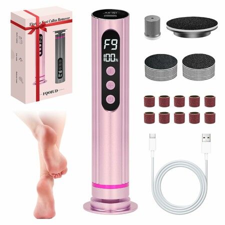 Electric Foot Callus Remover 2 in 1 Electric Foot File,Adjustable Speed Foot File with Sandpaper Discs Grinding Heads 9 Speeds Callus Remover for Feet