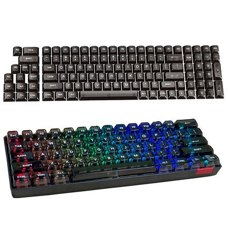Black HighTransparency Keycaps OEM Height Transparent Ice Crystal Full Set Mechanical Keyboard 61 Key 87 Key 98 Key 104 Key