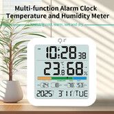 Indoor Hygrometer Thermometer, Desktop Digital Thermometer with Temperature and Humidity Monitor with Alarm clock For Home Garage Greenhouse