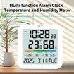 Indoor Hygrometer Thermometer, Desktop Digital Thermometer with Temperature and Humidity Monitor with Alarm clock For Home Garage Greenhouse