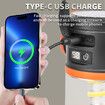 Mult-funcational Outdoor Camping Lantern Rechargeable Solar Lamp with Six Light Mode Digital Display Color Orange