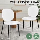 ALFORDSON 2x Dining Chairs Accent Kitchen Lounge Curved Back PU Leather White