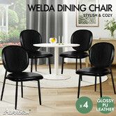 ALFORDSON 4x Dining Chairs Accent Kitchen Lounge Curved Back PU Leather Black