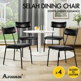 ALFORDSON 4x Dining Chairs Accent Kitchen Lounge Curved Back PU Leather Black