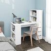 Computer Desk Bookcase 3in1 Study Writing Laptop Table Shelving Office Work Bookshelf Storage Drawers Corner Cabinets USB Power Strip Furniture White