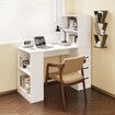 Computer Desk Bookcase 3in1 Study Writing Laptop Table Shelving Office Work Bookshelf Storage Drawers Corner Cabinets USB Power Strip Furniture White