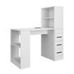 Computer Desk Bookcase 3in1 Study Writing Laptop Table Shelving Office Work Bookshelf Storage Drawers Corner Cabinets USB Power Strip Furniture White