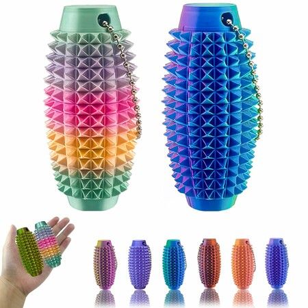2PCS Little Ouchies Stim Fidget,3D Printed Fidget Toys Anxiety Relief Items,Grippie Stim Keychain,Stim Toys,Hard Spiky Sensory Toys,Novelty Gifts