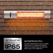 Electric Halogen Heater 2000W Outdoor Indoor Infrared Space Patio Room Bar Energy Efficient Warmer Instant Heat Strip Remote Wall Ceiling Waterproof