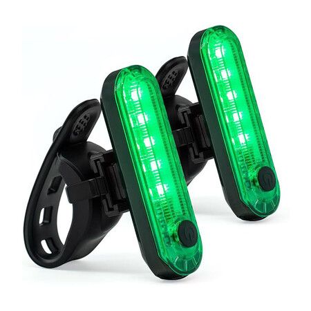 Bike Tail Light Rechargeable 2 Pack, Rear Bike Light for Night Riding, Back Bicycle Taillights, Easy to Install, Green