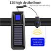 Solar and USB Rechargeable Mountain Bike Night Cycling High Brightness Bike Front Light and 120dB Horn Bicycle Light Blue