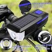 Solar and USB Rechargeable Mountain Bike Night Cycling High Brightness Bike Front Light and 120dB Horn Bicycle Light Blue