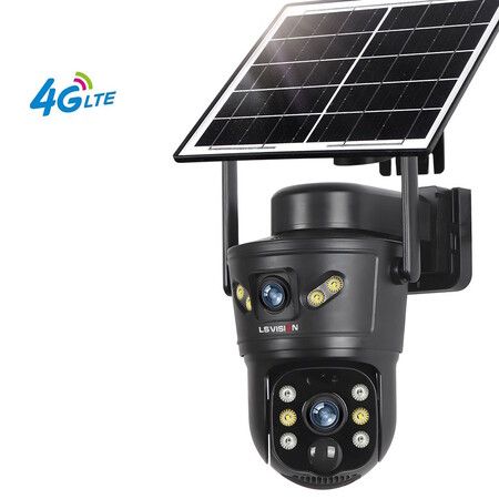 4G LTE  Solar Security Camera 2K Dual-Lens Dual-Screen 355 Pan 100 Tilt  surveillance  Intercom Cloud Storage PIR AI Detection Auto tracking