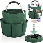Folding Basket with Handles, Portable Picnic Baskets, Outdoor Beach Baskets, Garden Picking Baskets, Collapsible Bathroom Storage Baskets (Green)