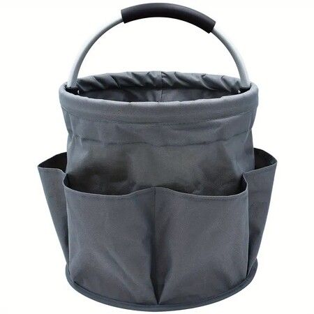 Folding Basket with Handles, Portable Picnic Baskets, Outdoor Beach Baskets, Garden Picking Baskets, Collapsible Bathroom Storage Baskets (Gray)