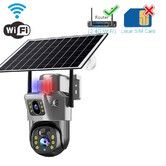 2.4GWifi  security Camera  Solar Panel  Dual View   Human Detection Two-Way Voice Red Blue Light Alarm Full Color Night Vision 360 Rotation APP Remote
