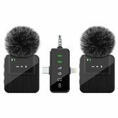 3 in 1 Wireless Lavalier Microphone for iPhone Android, Wireless Microphones, Noise Canceling for Recording, Live Streaming, YouTube, TikTok