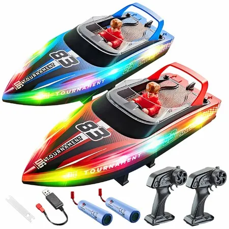 Remote Control Boat,2 Packs 10 inch Fast Speed RC Boat 15 KPH for Pools & Salt Water,Summer Toys Ideal Gifts for Kids Boys Age 3+