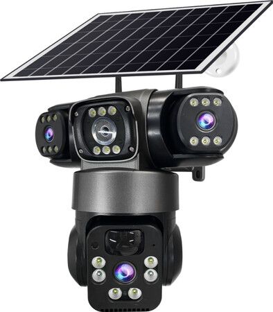 4G LTE  3 Screen Security Surveillance Camera  Solar Panel Intercom3MP+3MP Full Color Night Vision 360  Panoramic View APP Monitoring  Home Security