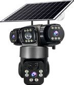 4G LTE  3 Screen Security Surveillance Camera  Solar Panel Intercom3MP+3MP Full Color Night Vision 360  Panoramic View APP Monitoring  Home Security