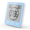 Shower Clock Waterproof Bathroom Clock with Suction Cup LCD Display Humidity Temperature Wall Clocks Countdown Timer (Blue)