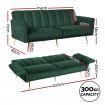 Artiss Sofa Bed 3 Seater Couch Convertible Lounge Adjustable Arm Recliner Velvet