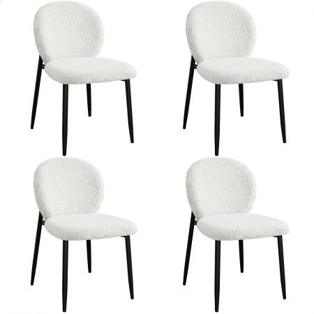 ALFORDSON 4x Dining Chairs Cafe Kitchen Lounge Curved Wooden Back Sherpa White