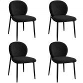 ALFORDSON 4x Dining Chairs Cafe Kitchen Lounge Curved Wooden Back Sherpa Black