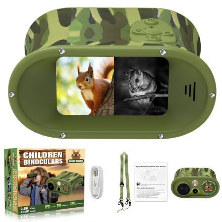 2.5K Night Vision Goggles for Kids,Woodland Camouflage Night Vision Binoculars for Age 8-12,Binoculars with 2.4 Inch Screen 8X Digital Zoom for Camping