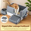 Cat Kitty Litter Box Stainless Steel Potty Pan Toilet Metal Tray High Sided Pet Furniture Semi Enclosed Feline Kitten Washroom Filter Pedal Ramp Scoop