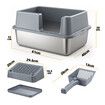 Cat Kitty Litter Box Stainless Steel Potty Pan Toilet Metal Tray High Sided Pet Furniture Semi Enclosed Feline Kitten Washroom Filter Pedal Ramp Scoop