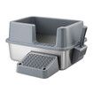 Cat Kitty Litter Box Stainless Steel Potty Pan Toilet Metal Tray High Sided Pet Furniture Semi Enclosed Feline Kitten Washroom Filter Pedal Ramp Scoop
