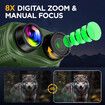 4K Night Vision Binoculars IR 8X Digital Zoom Rechargeable 3inch HD Screen 40MP Photos 4K Video Infrared Full Dark View Scope Color Green