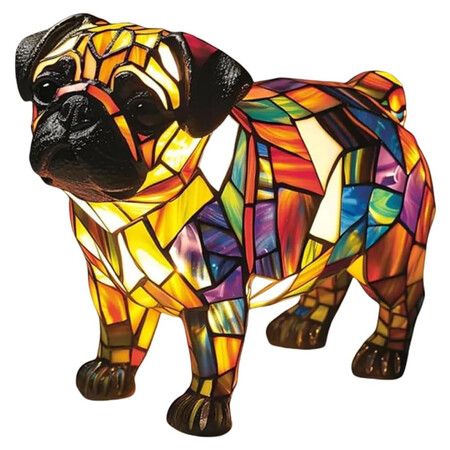 Cute Animal Lamp, Dog Series Art Night Light, Resin Pet Dogs Themed LED Table Lamp with Warm Ambient Glow, Fun Gift for Dog Lovers, USB Plug Use