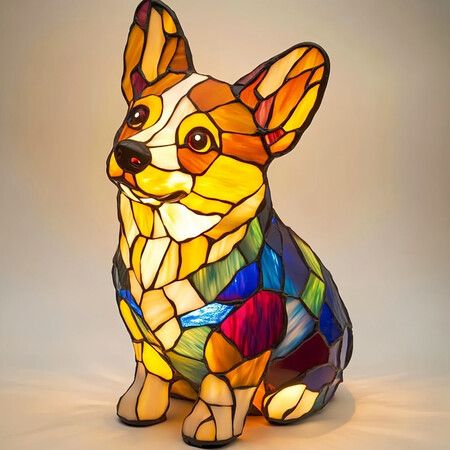 Cute Animal Lamp, Dog Series Art Night Light, Resin Pet Dogs Themed LED Table Lamp with Warm Ambient Glow, Fun Gift for Dog Lovers, USB Plug Use