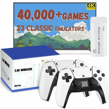 Retro Gaming Console with 40,000+ Classic Games,23 Emulators,Dual 2.4GHz Wireless Controllers,4K HD Output,Compatible with TV/PC/Projector,128GB