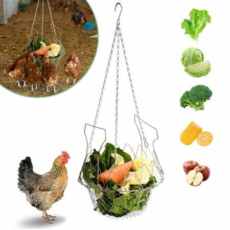 Metal Hanging Chicken Feeder Basket,Chicken Coop Accessories,For Chickens,Ducks,Rabbits