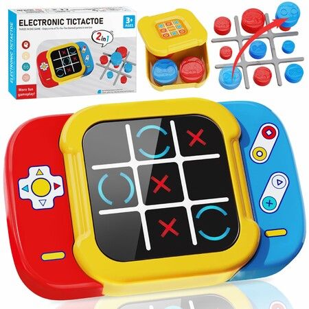 Tic Tac Toe Electronic Game Bolt 5 in 1,Travel Board Toys Games Road Trip Activities,Handheld Puzzle Game Fidget Learning Toys Birthday Gifts for Ages 3+