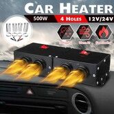 Truck Defogger 12V 500W Car Heater 2 in 1 Windshield De-Icers Portable Car Heaters  with Purification for Winter 4 Holes