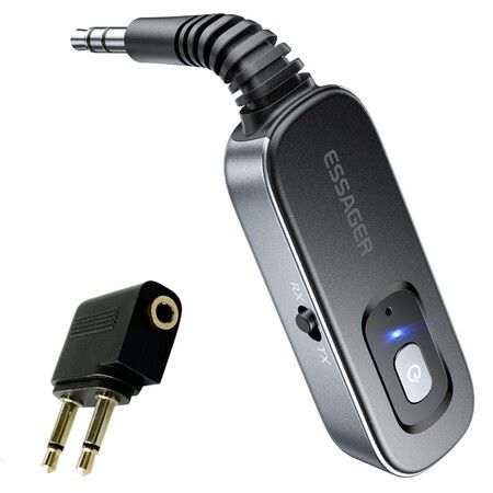 Bluetooth Receiver for Car,Noise Cancelling 3.5mm AUX Bluetooth Car Adapter,Wireless Audio Receiver Transmitter for Home Stereo/Wired Headphones Airplane