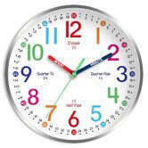 Wall Clock for Kids Learning Easily Kids Teaching Clock Silent Non Ticking Battery Operated Colorful Teaching Time Clock Decorative (12 Inch)