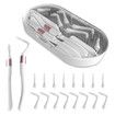 Portable Box Interdental Brush, Soft Dental Brush of Teeth Cleaning Tools, 2 Handles and 16 Replacement tips for Effective Plaque Removal, White