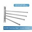 4-Arm Rotating Stainless Steel 304 Towel Rack Bathroom Foldable Towel Bar Space-Saving Christmas Gift