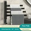 4-Arm Towel Racks Swivel Rotating Steel for Bathroom Wall Door Home Toilet Space-Saving Easy Install Christmas Gift COL Black